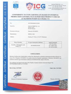 signed PED Module C2 certificate of conformity for refra refrigeration equipment in english language