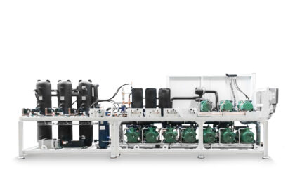 Transcritical CO2 Industrial refrigeration systems manufactured by Refra from the front