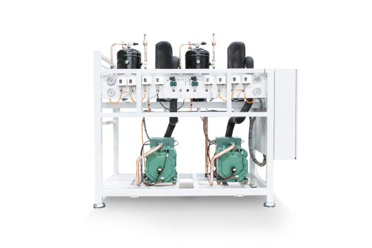 liquid cooled chiller for refrigeration systems manufactured by refra in an open type frame