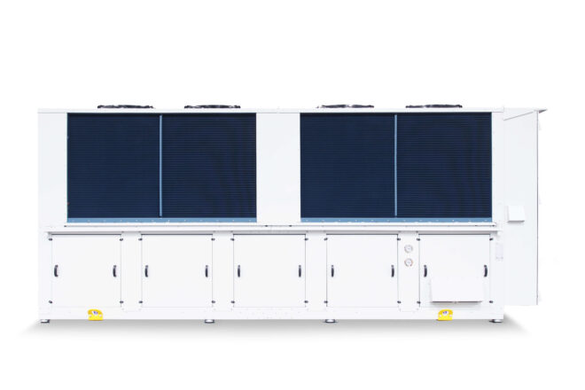 Air source reversible propane Ignis+ heat pumps manufactured by Refra from the front