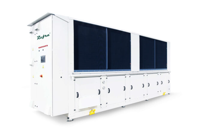 Air source reversible propane Ignis+ heat pumps manufactured by Refra from the right side