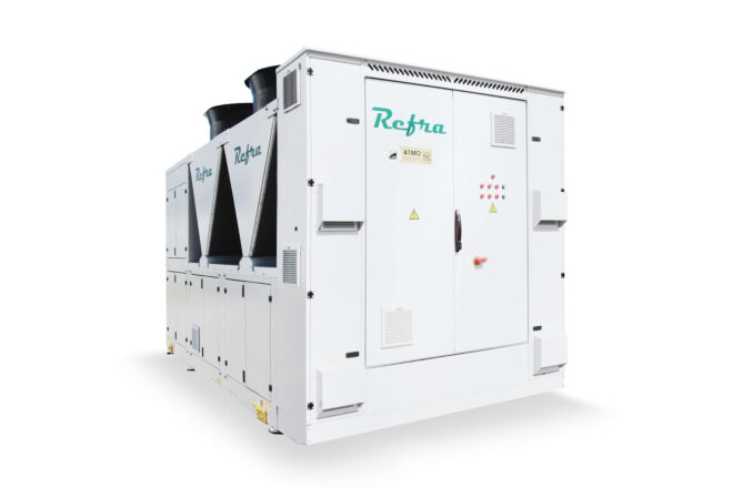 Air cooled propane chillers Galaxy manufactured by Refra from the left side
