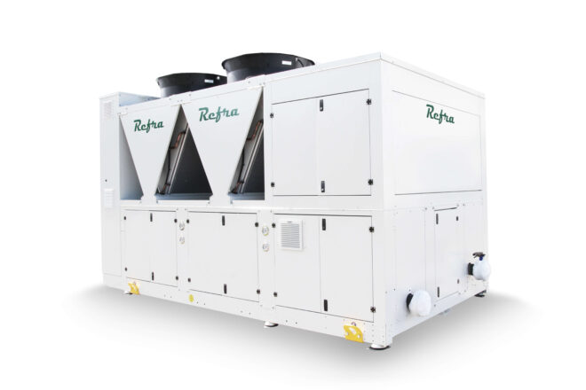 Air cooled propane chillers Galaxy manufactured by Refra from the left back side