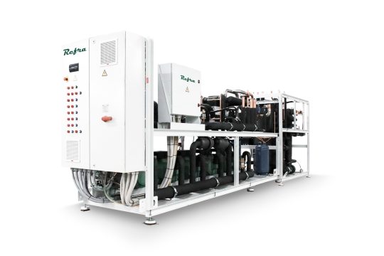 cascade CO2 refrigeration unit manufactured by refra in an open type frame