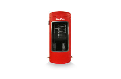 Heat recovery buffer tanks manufactured by Refra from the front