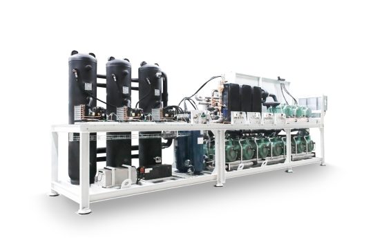 industrial CO2 refrigeration unit manufactured by refra in an open type frame
