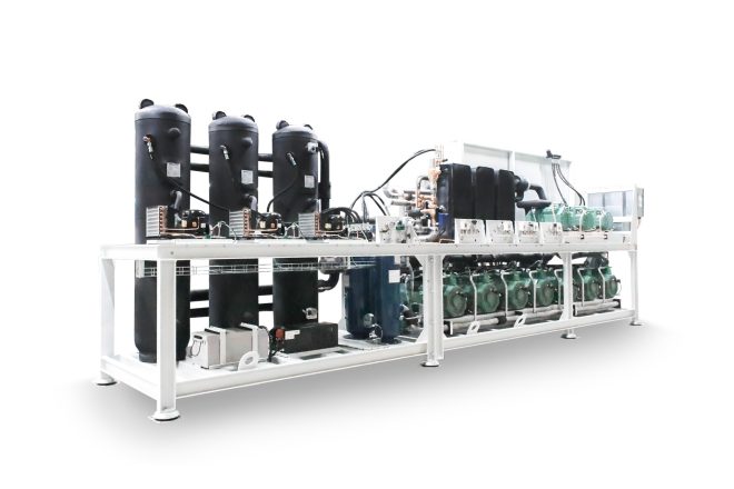 Industrial Co2 refrigeration unit manufactured by Refra in an open type frame