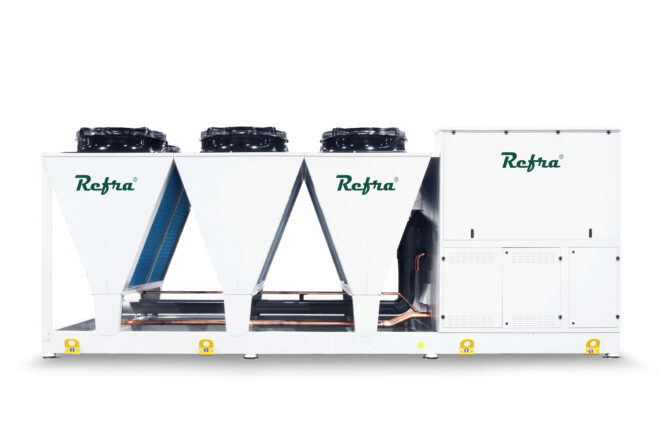 Air to water propane heat pumps Solis manufactured by Refra from the front
