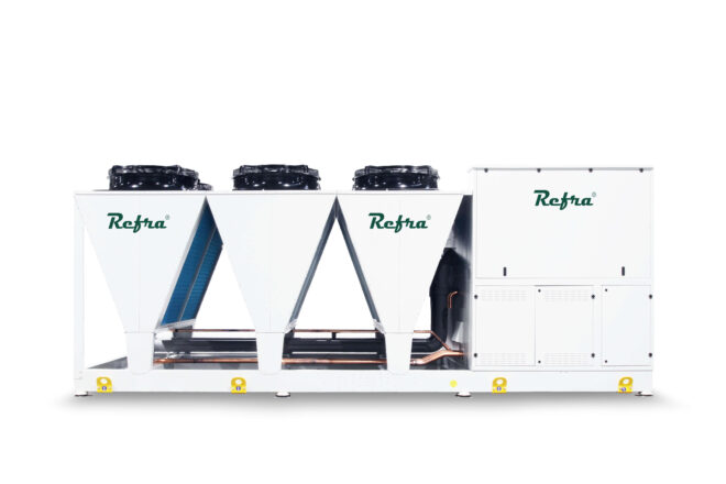 Air to water propane Solis+ heat pump manufactured by Refra from the front