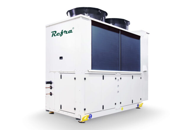 Air cooled CO2 Light refrigeration system manufactured by Refra from the back left side