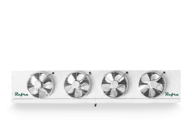 Commercial evaporators for cooling systems manufactured by Refra from the front