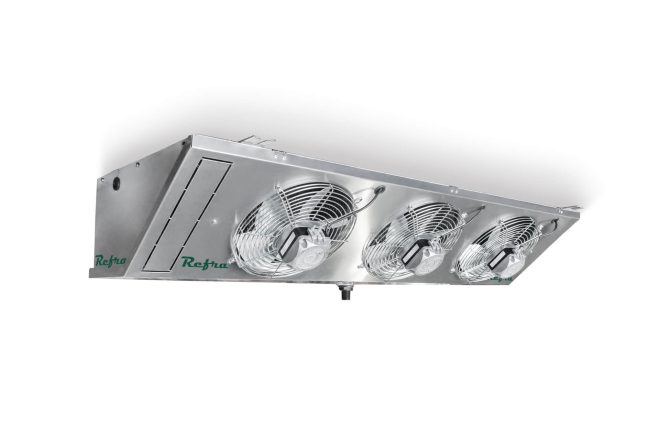 Stainless steel evaporator manufactured by Refra standing sideways