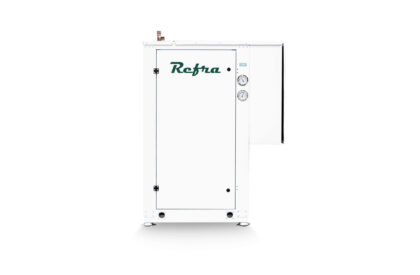 Aqua case condensing units manufactured by Refra from the front