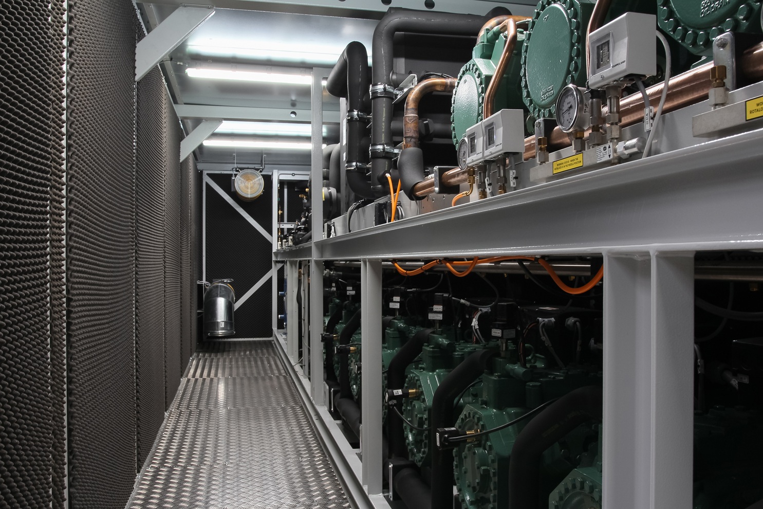 Inside the Refra walk-in Container with CO2 refrigeration systems