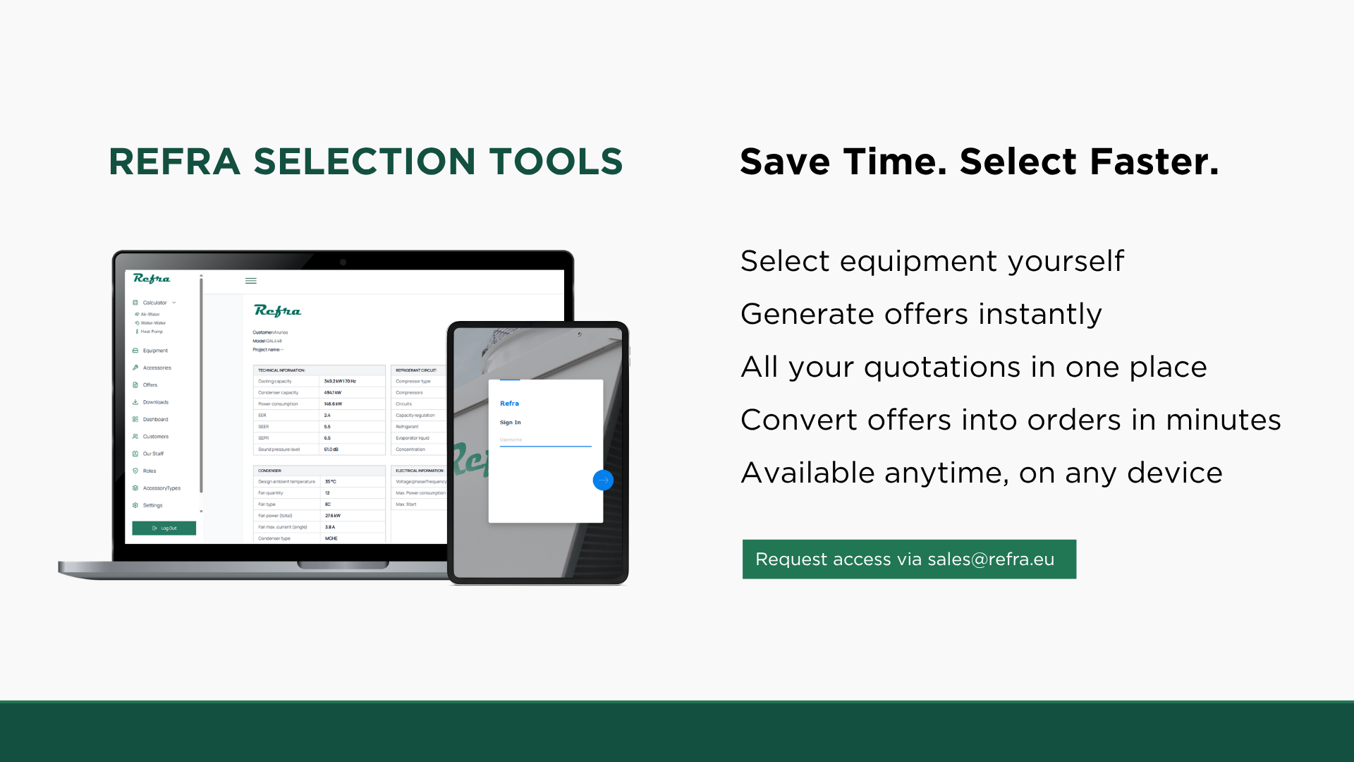 Refra Selection Tools via computer and tablet