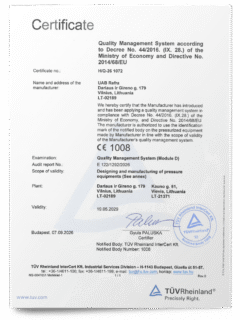 PED D module certificate for Refra